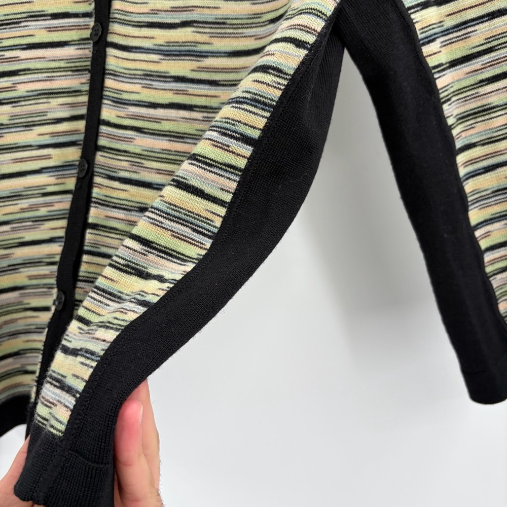M Missoni cropped cardigan multi stripe black trim wool blend sweater size 10 - Picture 4 of 14
